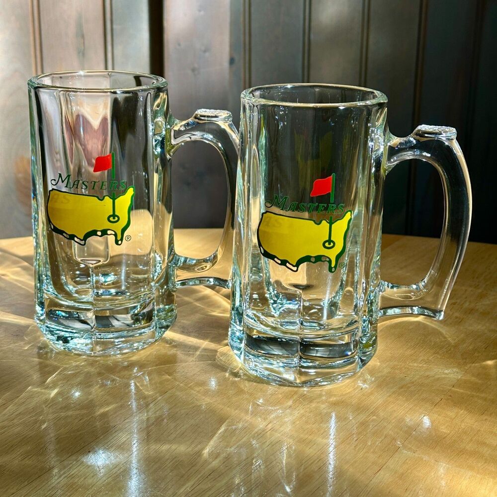 Lot of 2 Masters Golf Tournament Glasses Beer Mug Stein Drinking Heavy